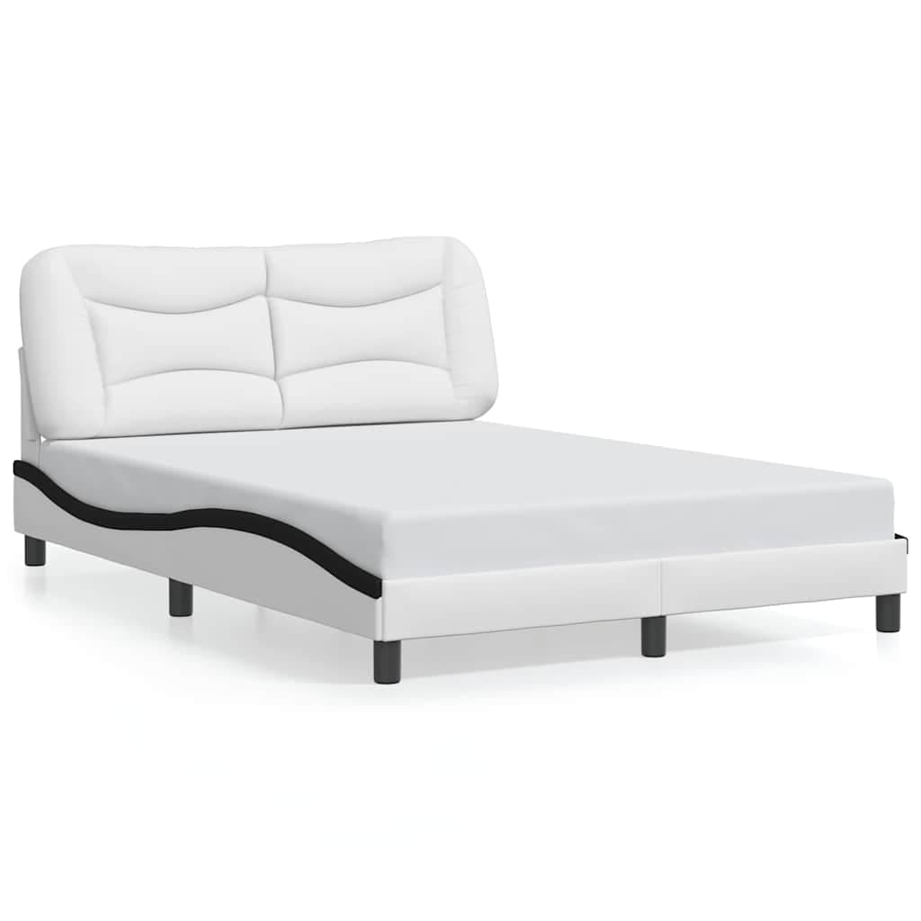 vidaXL Estrutura de cama sem colchão Hvar 120x200 couro artif. branco/preto