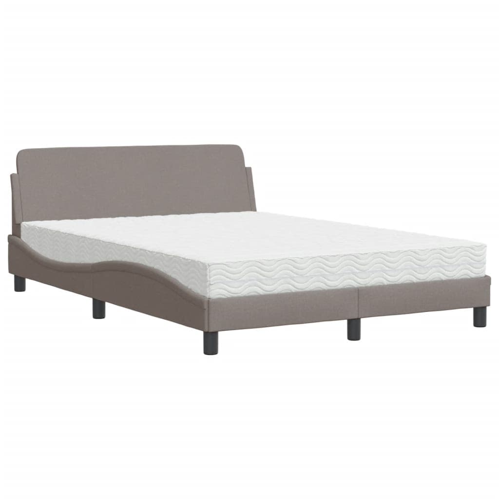 vidaXL Cama com colchão Dover 120x200 cm tecido castanho-acinzentado