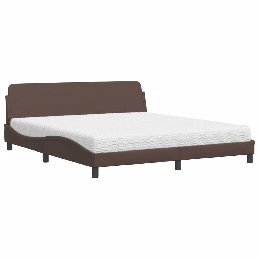 vidaXL Cama com colchão Dover 180x200 cm couro artificial castanho