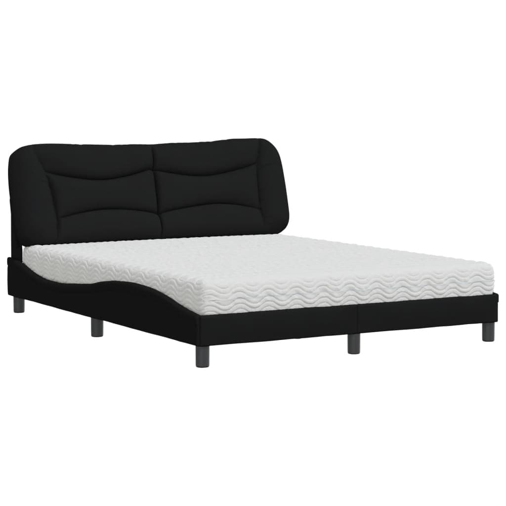vidaXL Cama com colchão Hvar 160x200 cm tecido preto