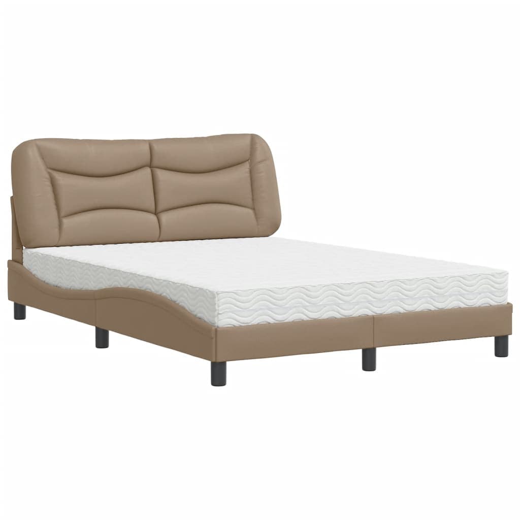 vidaXL Cama com colchão Hvar 120x200 cm couro artificial cappuccino