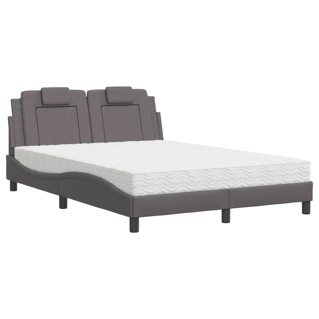 vidaXL Cama Viana com colchão 140x190 cm couro artificial cinzento