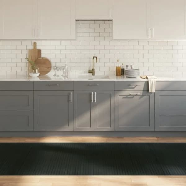 Tapete vidaXL Retangular 100x500 cm Bambu Cinzento - 314704184