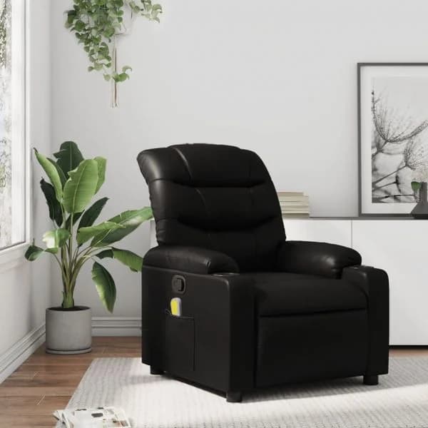Poltrona de Massagens Reclinável Couro Artificial Preto - 2206416528