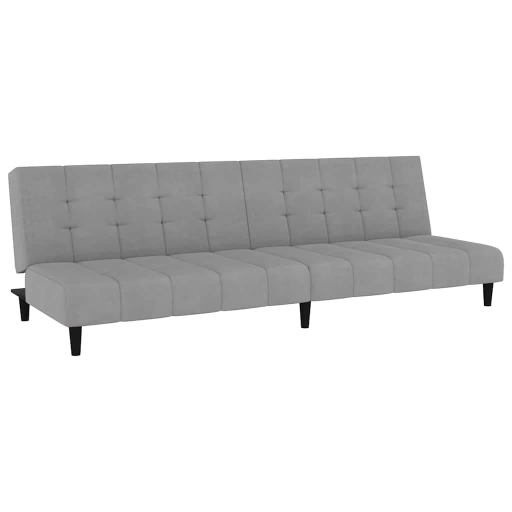 Sofá Cama vidaXL de 2 Lugares Veludo Cinzento-claro - 2492274303