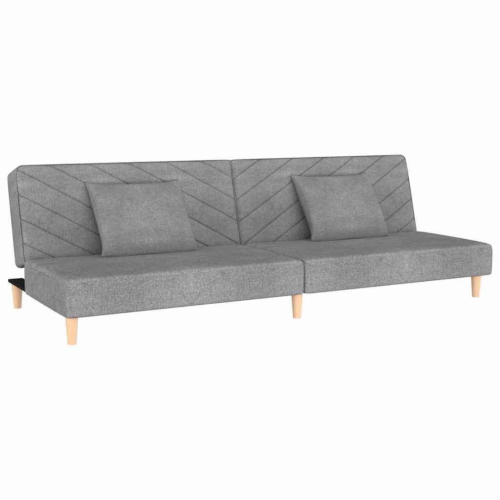 Sofá Cama vidaXL 2 Lugares com Duas Almofadas Tecido Cinzento-claro - 104839381