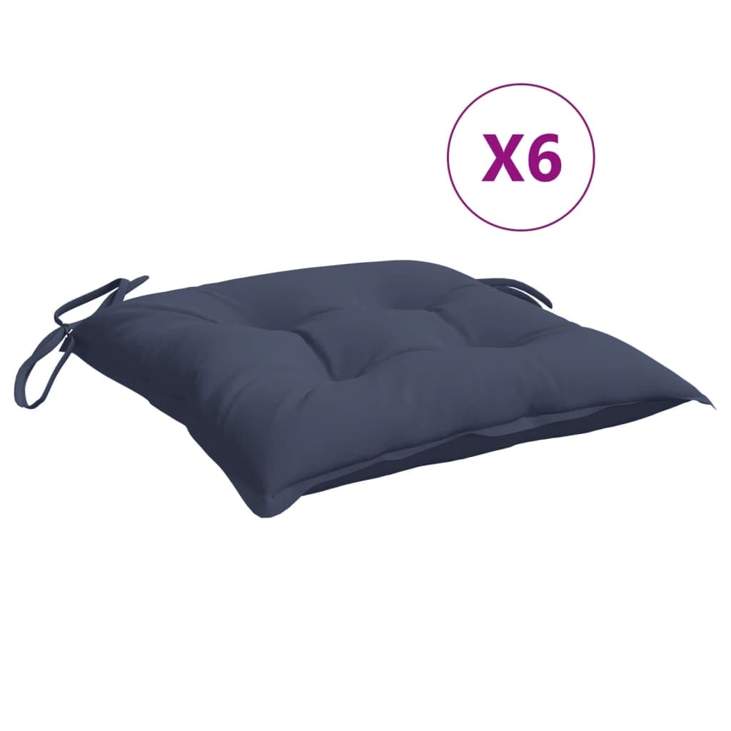 vidaXL Almofadões cadeira 6 pcs 40x40x7 cm tecido oxford azul-marinho
