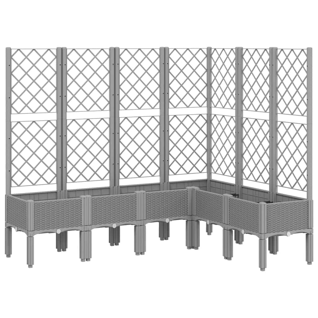 vidaXL Vaso/floreira de jardim c/ treliça 160x120x142cm PP cinza-claro