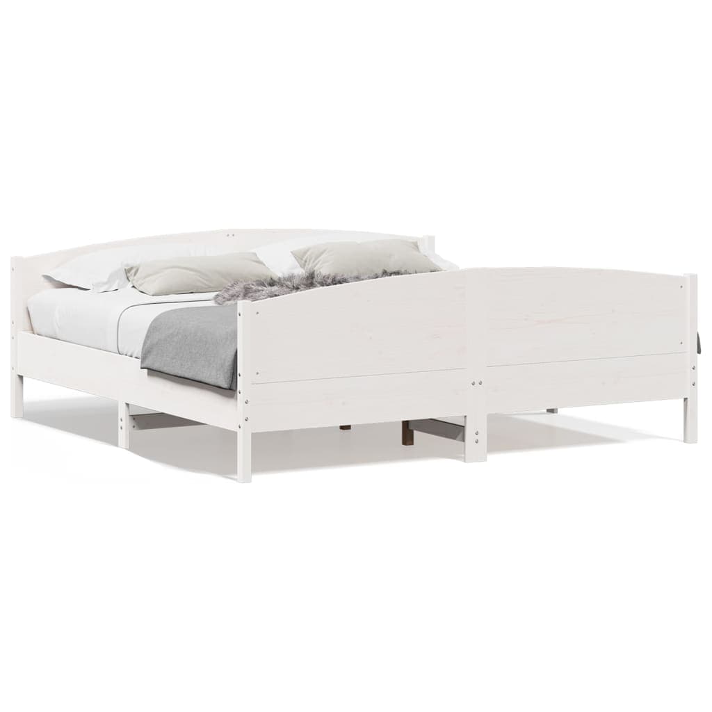 vidaXL Cama sem colchão 200x200 cm madeira de pinho maciça branco