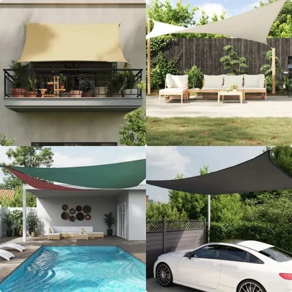vidaXL Para-sol Estilo Vela 7x5x5 M Oxford 100% Poliéster Preto - 3433940128