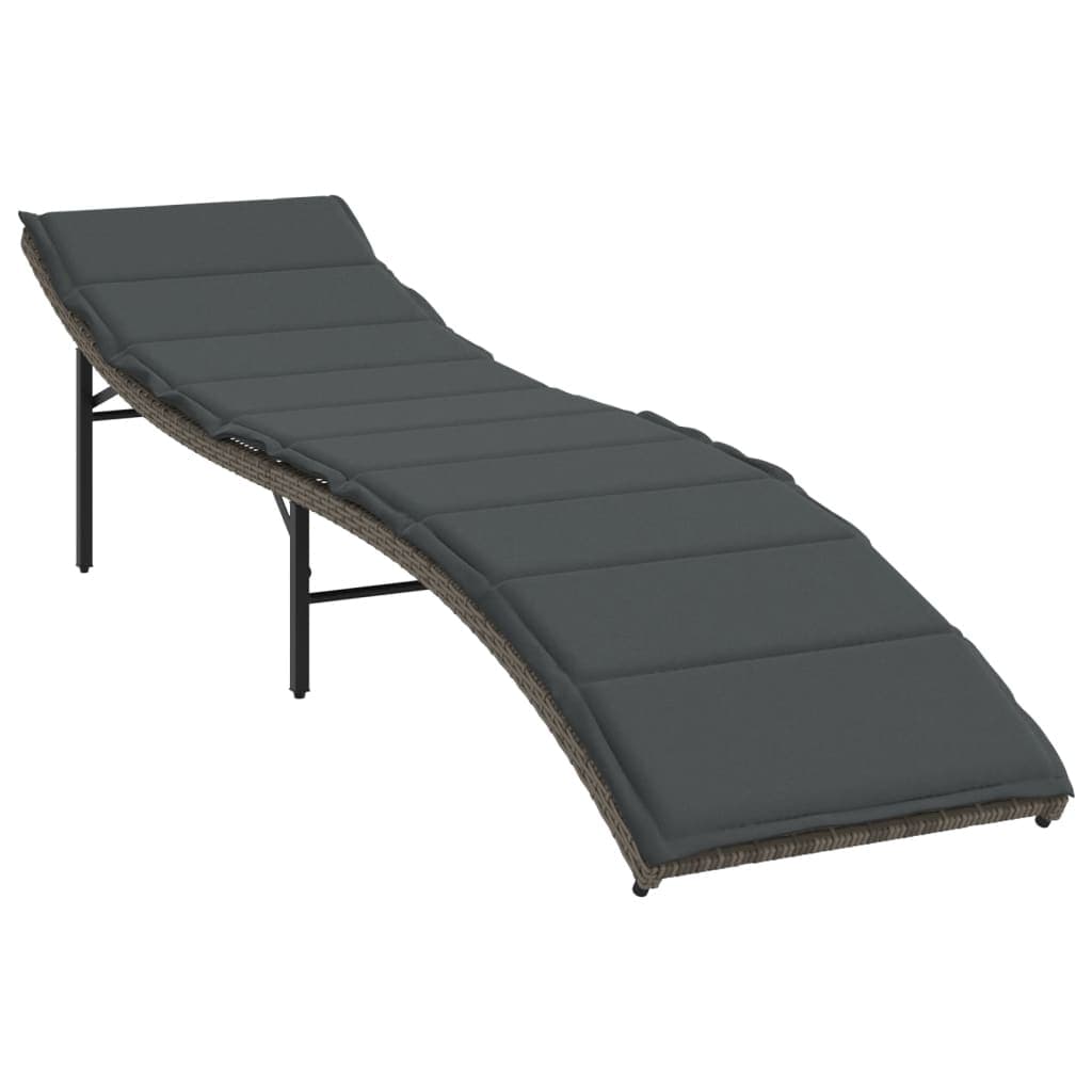 vidaXL Espreguiçadeira com almofadão 55x199x50 cm vime PE cinzento