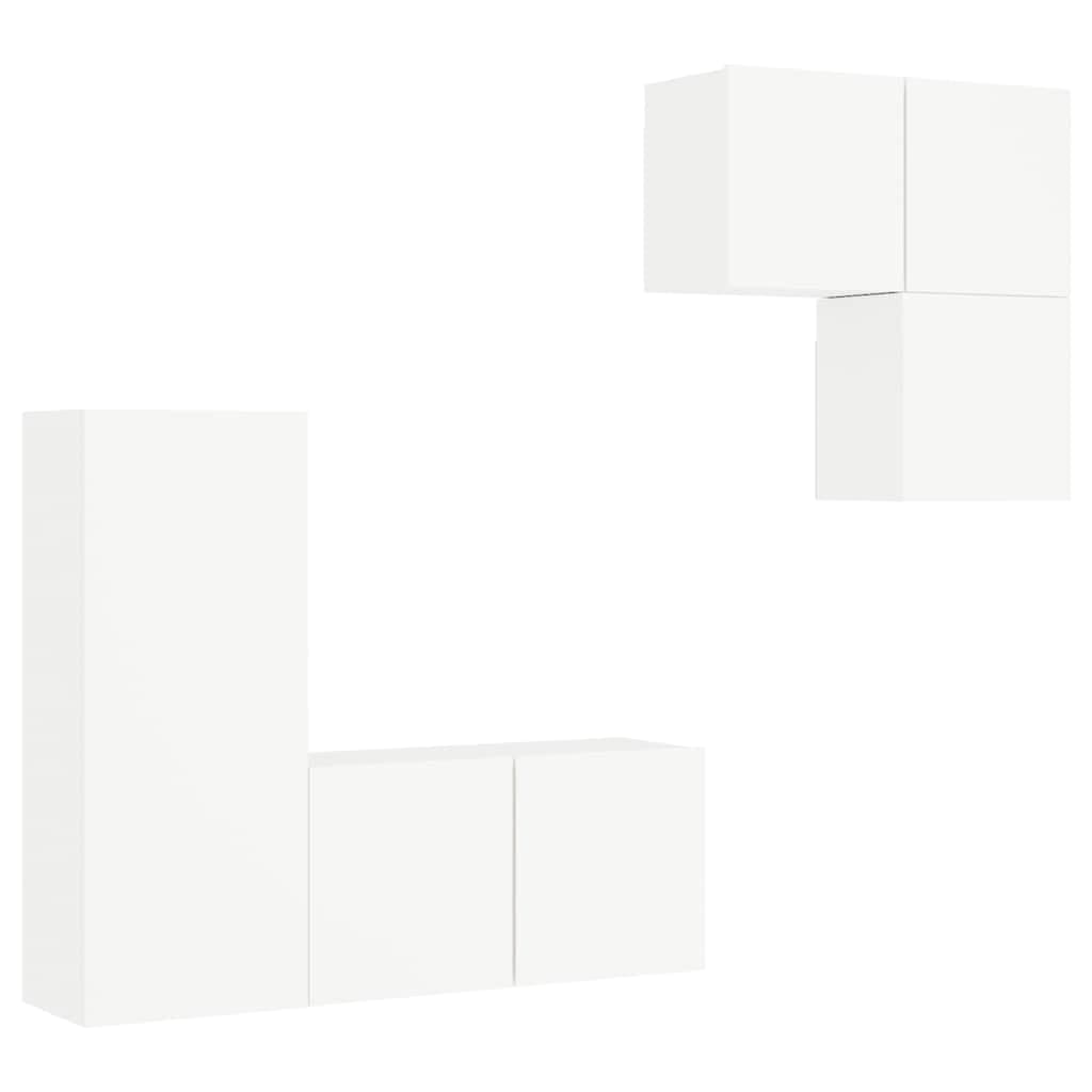 vidaXL 4 Pcs Móveis de Parede para TV Derivados de Madeira Branco - 1027605393