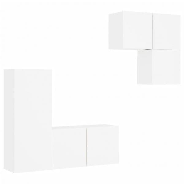 vidaXL 4 Pcs Móveis de Parede para TV Derivados de Madeira Branco - 1027605393