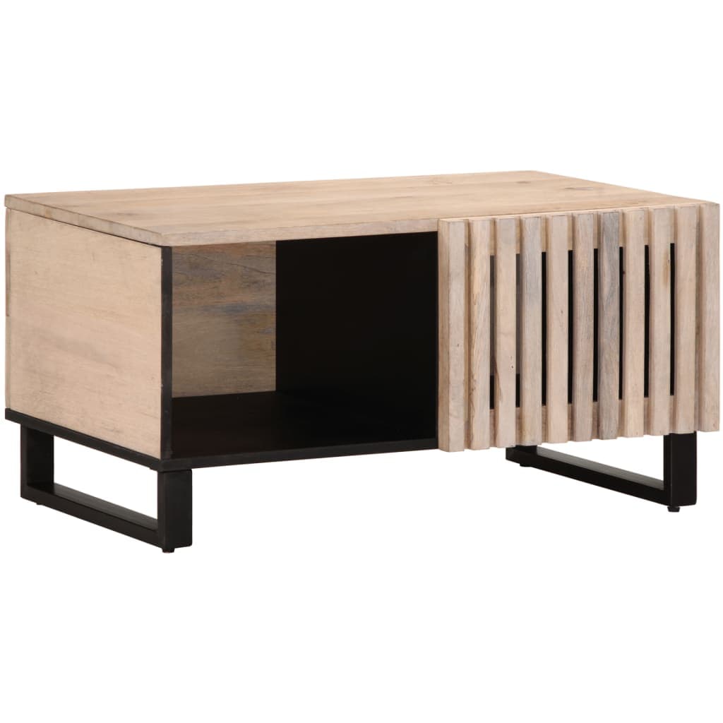vidaXL Mesa de Centro 80x51x40 cm Madeira de Mangueira Maciça Branco - 4147829360