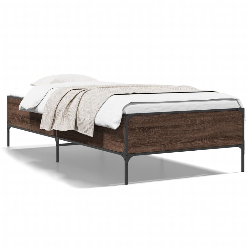 vidaXL Estrutura de Cama Derivados de Madeira/metal Carvalho Castanho - 2346366712