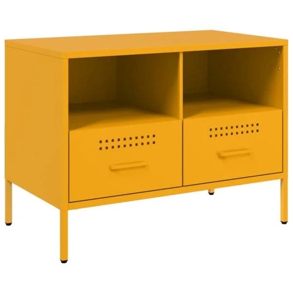 vidaXL Móvel de Tv 68x39x50,5 cm Aço Laminado a Frio Amarelo Mostarda - 1009413695