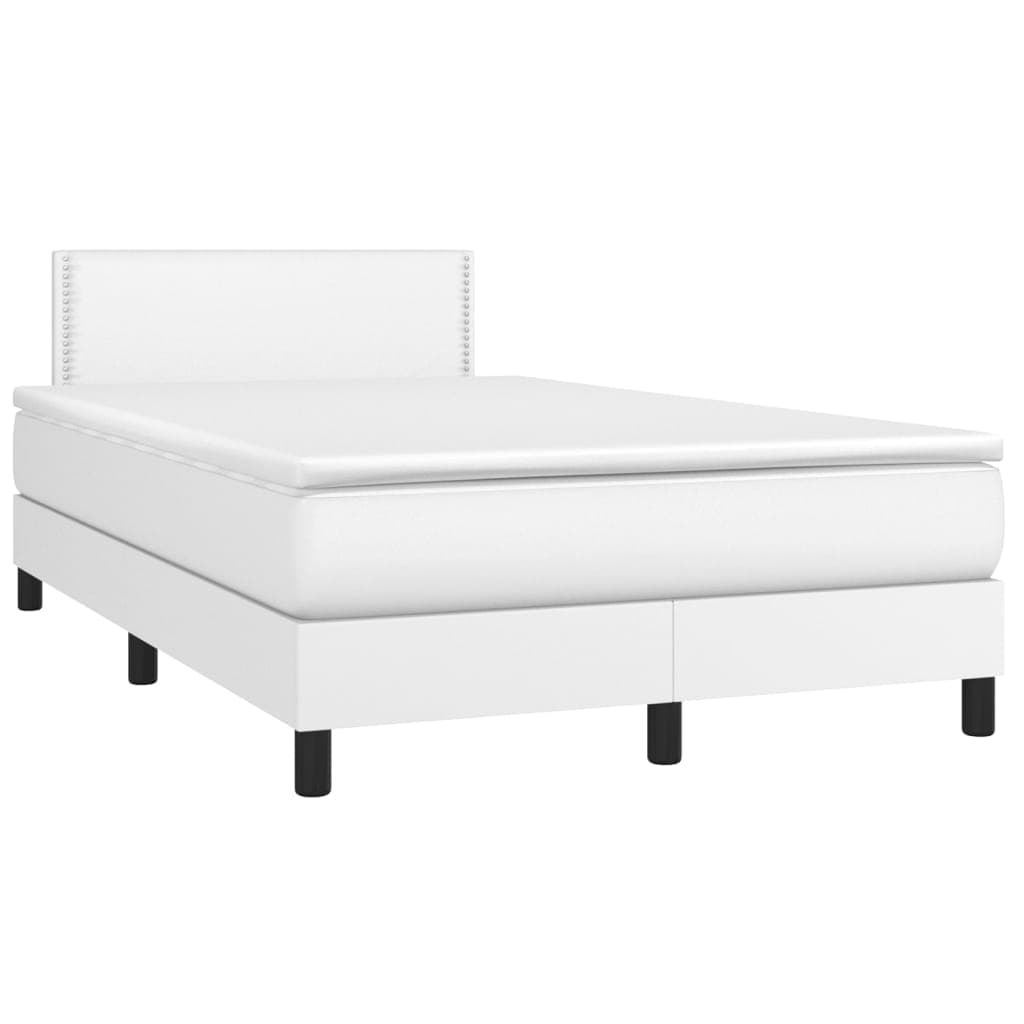 vidaXL Cama boxspring com colchão 120x190 cm couro artificial branco