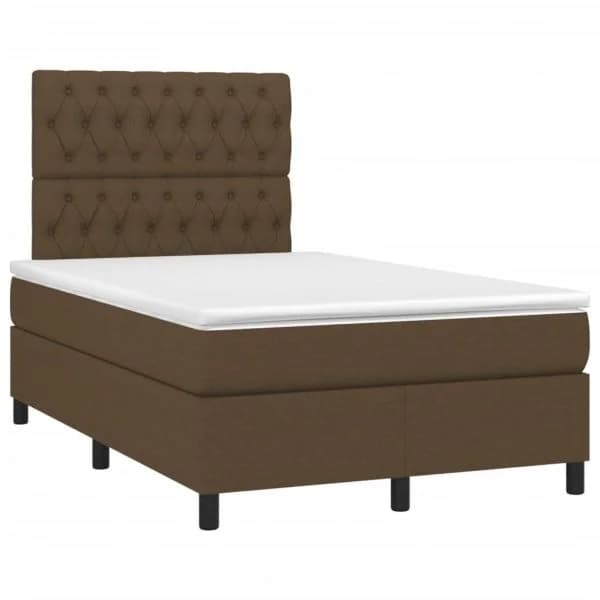 vidaXL Cama Boxspring com Colchão 120x190 cm Tecido Castanho-escuro - 2472297147