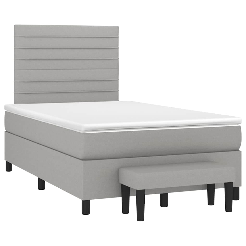 vidaXL Cama boxspring com colchão 120x190 cm tecido cinzento-claro