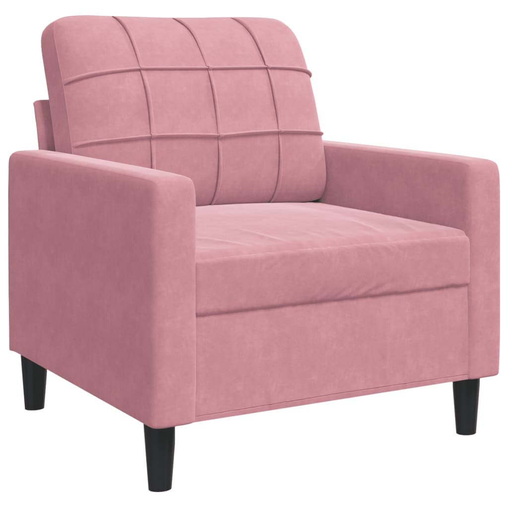 vidaXL Poltrona 60 cm Veludo Rosa - 2449373628