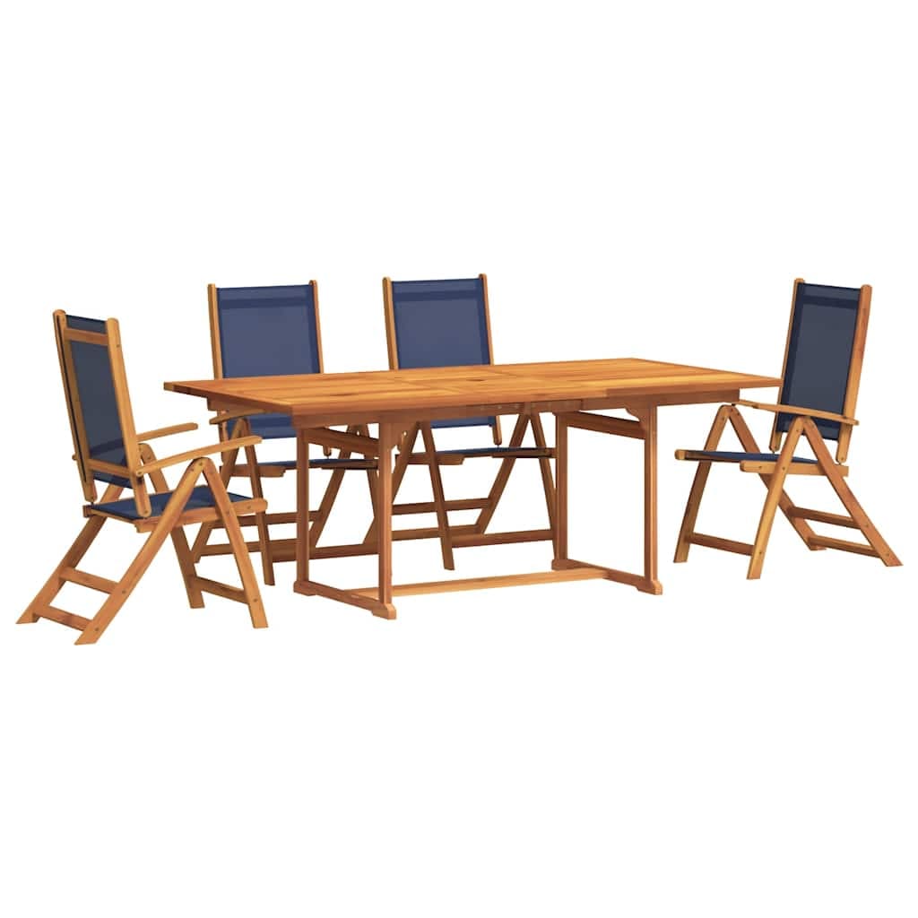 vidaXL 5 Peças Conjunto de Jantar para Jardim Acácia Maciça e Textilene - 1037007742