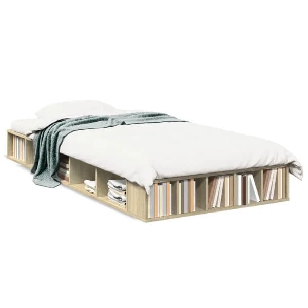 vidaXL Estrutura de Cama 75x190cm Derivados de Madeira Carvalho Sonoma - 2586885314