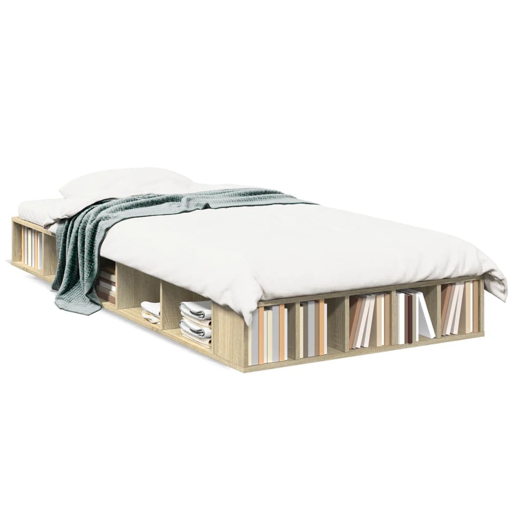 vidaXL Estrutura de Cama 75x190cm Derivados de Madeira Carvalho Sonoma - 2586885314