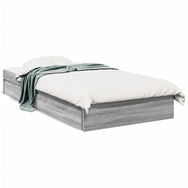 vidaXL Estrutura de Cama com Gavetas Derivados Madeira Cinza Sonoma - 2072173392
