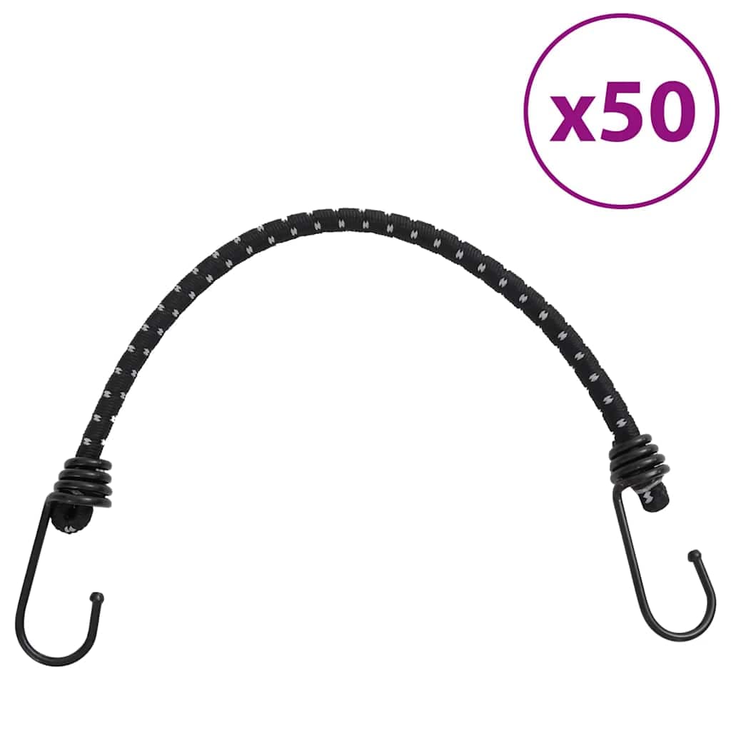 vidaXL Cordas elásticas c/ faixas refletoras e ganchos 50 pcs 46 cm
