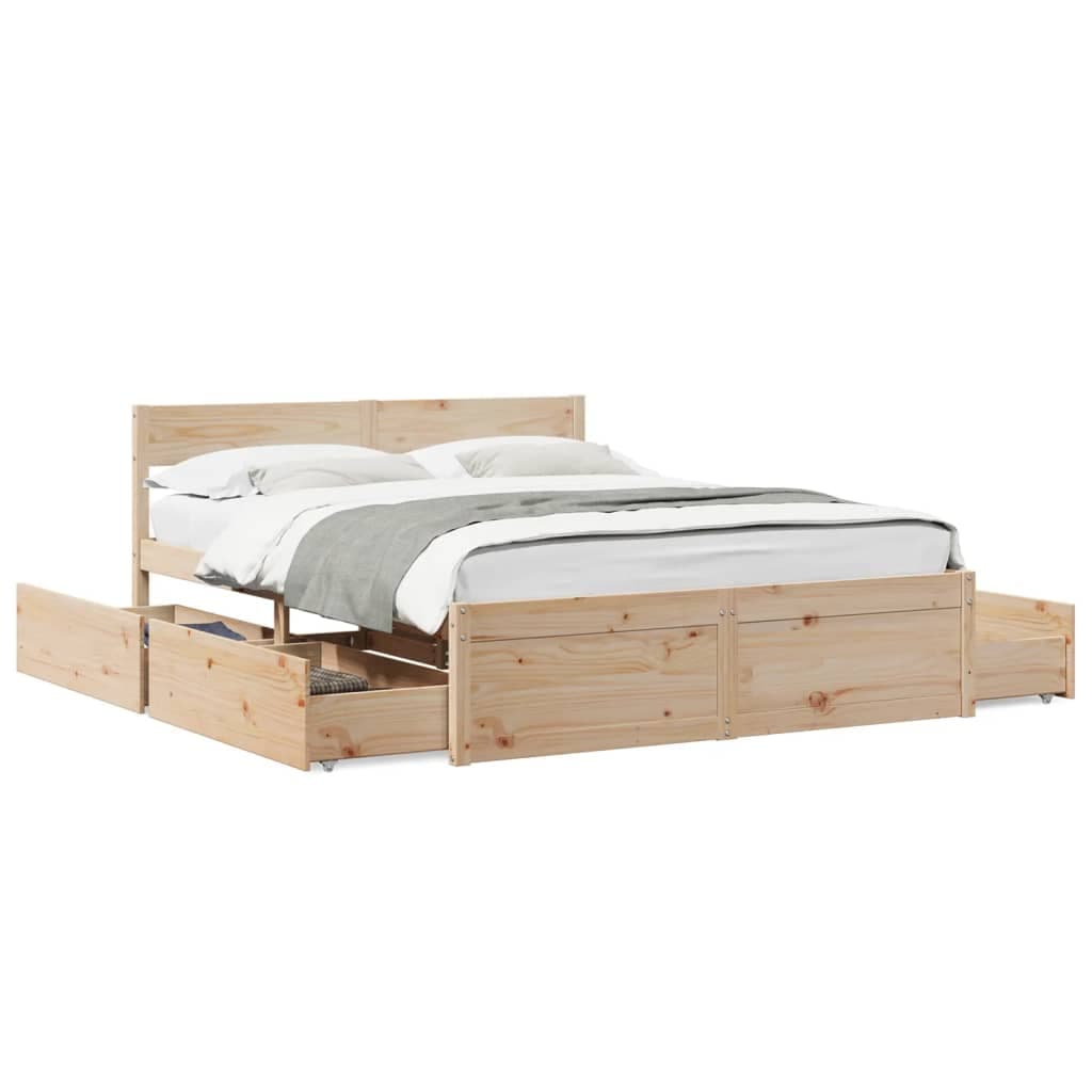 vidaXL Cama sem colchão 150x200 cm madeira de pinho maciça
