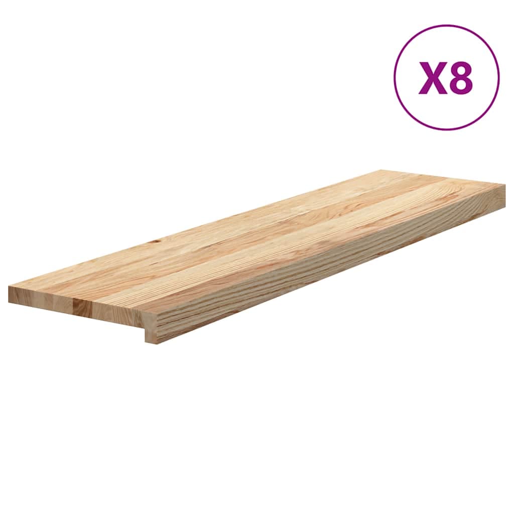 vidaXL Tapetes de escada 8 pcs 100x30x2cm carvalho maciço não tratado