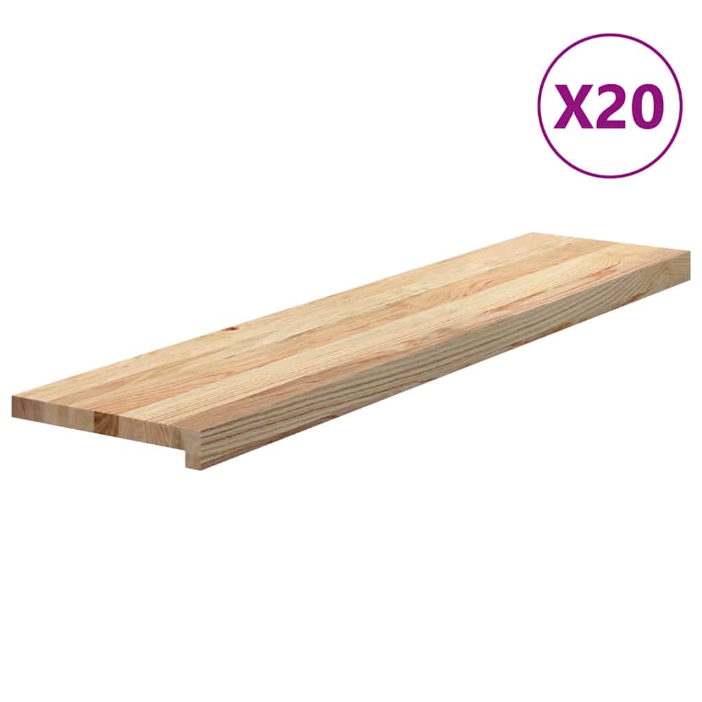 vidaXL Tapetes de escada 20 pcs 110x25x2cm carvalho maciço não tratado