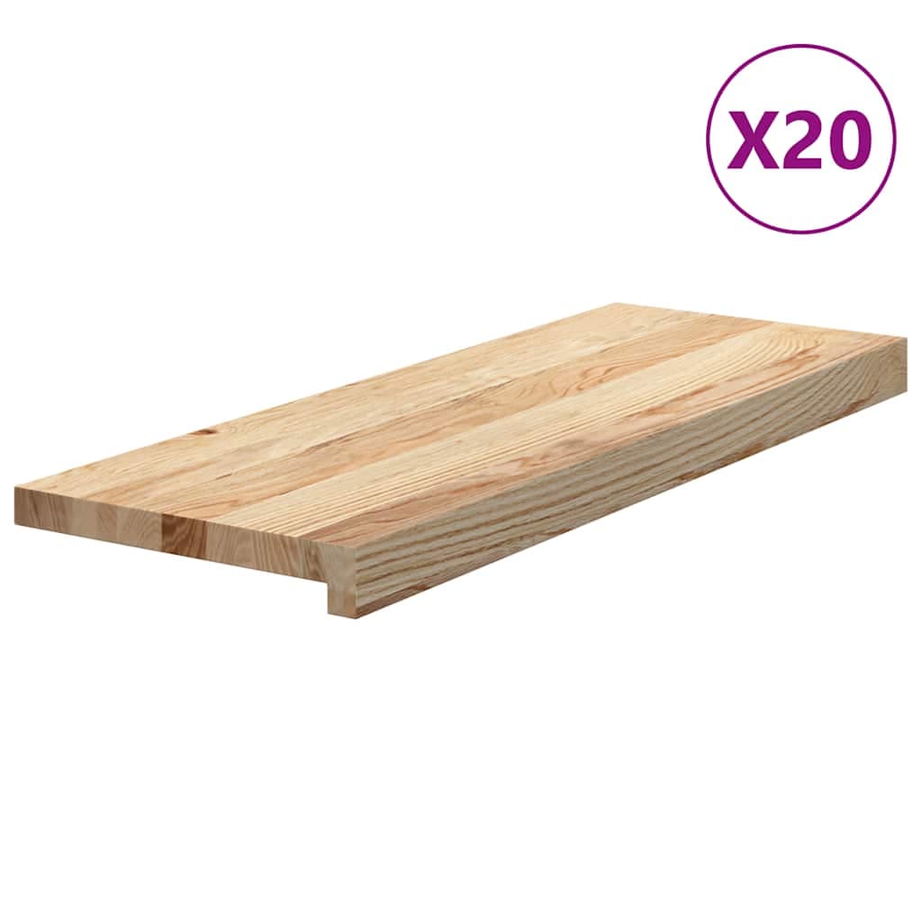 vidaXL Tapetes de escada 20 pcs 70x30x2 cm carvalho maciço não tratado