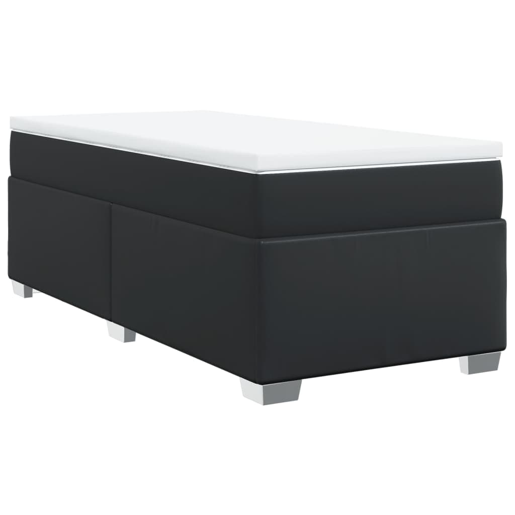vidaXL Cama com molas/colchão 100x200 cm couro artificial preto