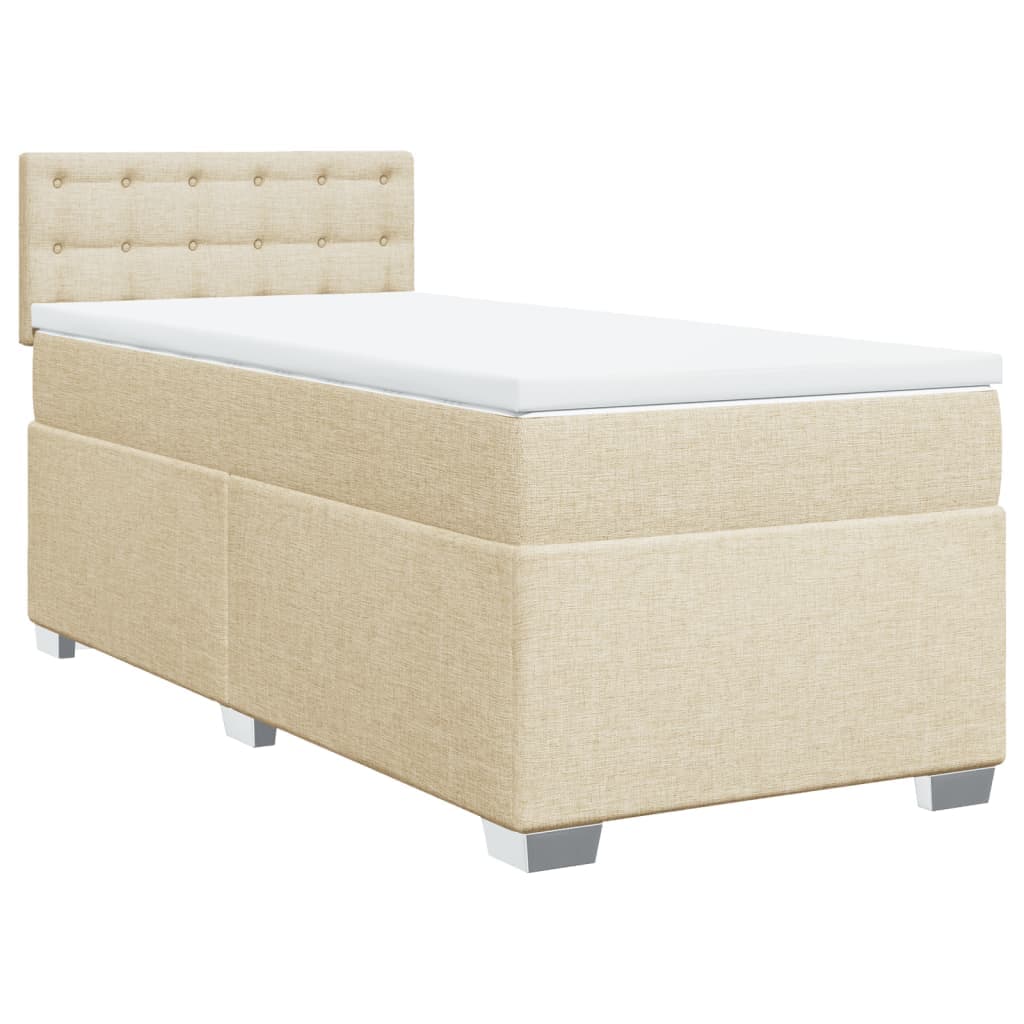 vidaXL Cama com Molas/colchão 90x200 cm Tecido Cor Crème - 3448512942