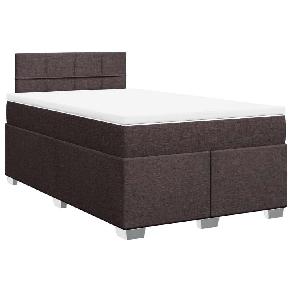 vidaXL Cama boxspring com colchão 120x190 cm tecido castanho-escuro