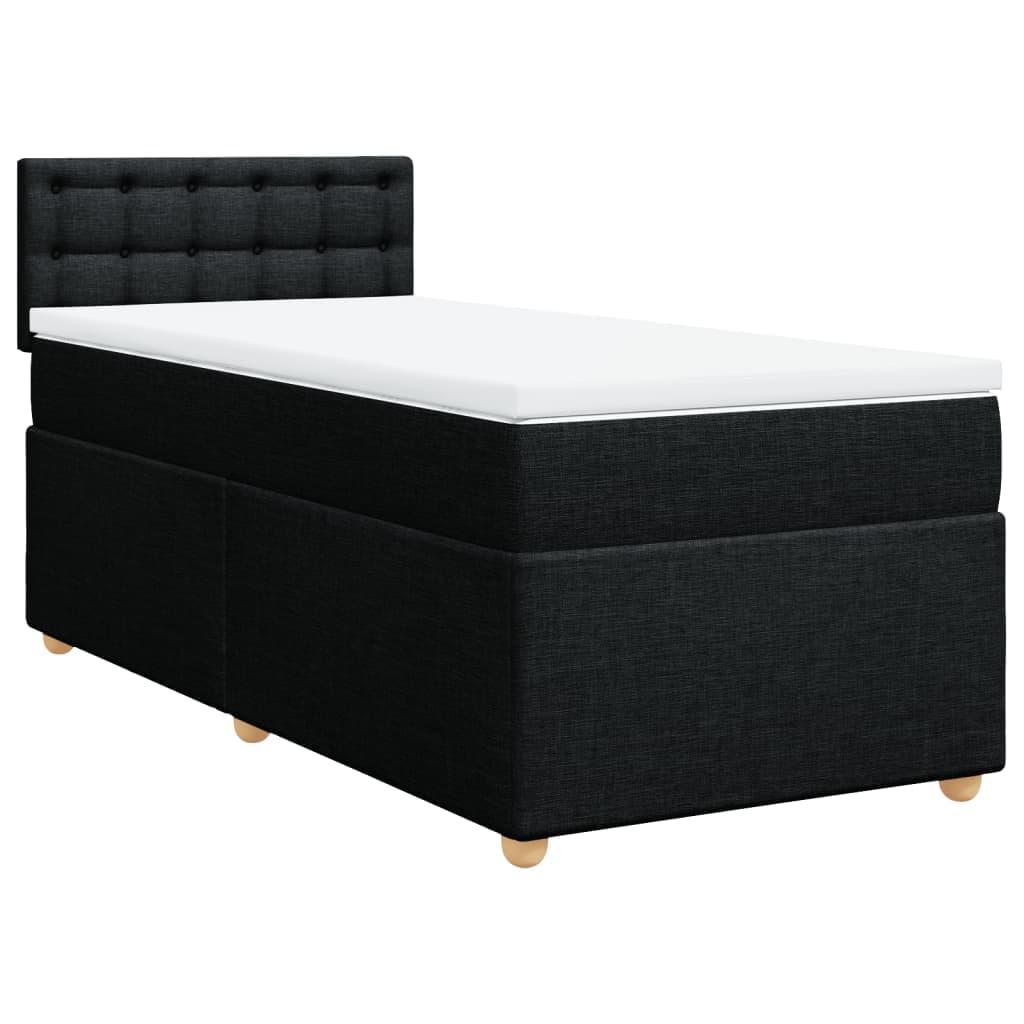vidaXL Cama com molas/colchão 90x190 cm tecido preto