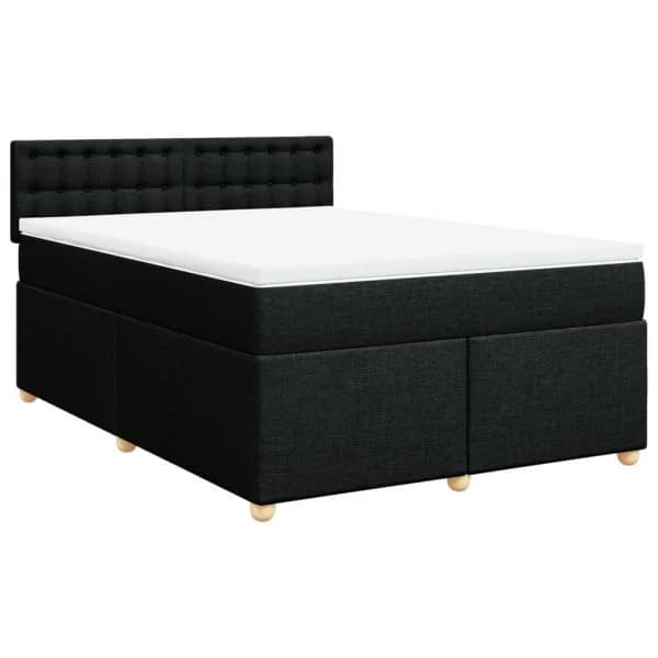 vidaXL Cama com Molas/colchão 160x200 cm Tecido Preto - 4109591982