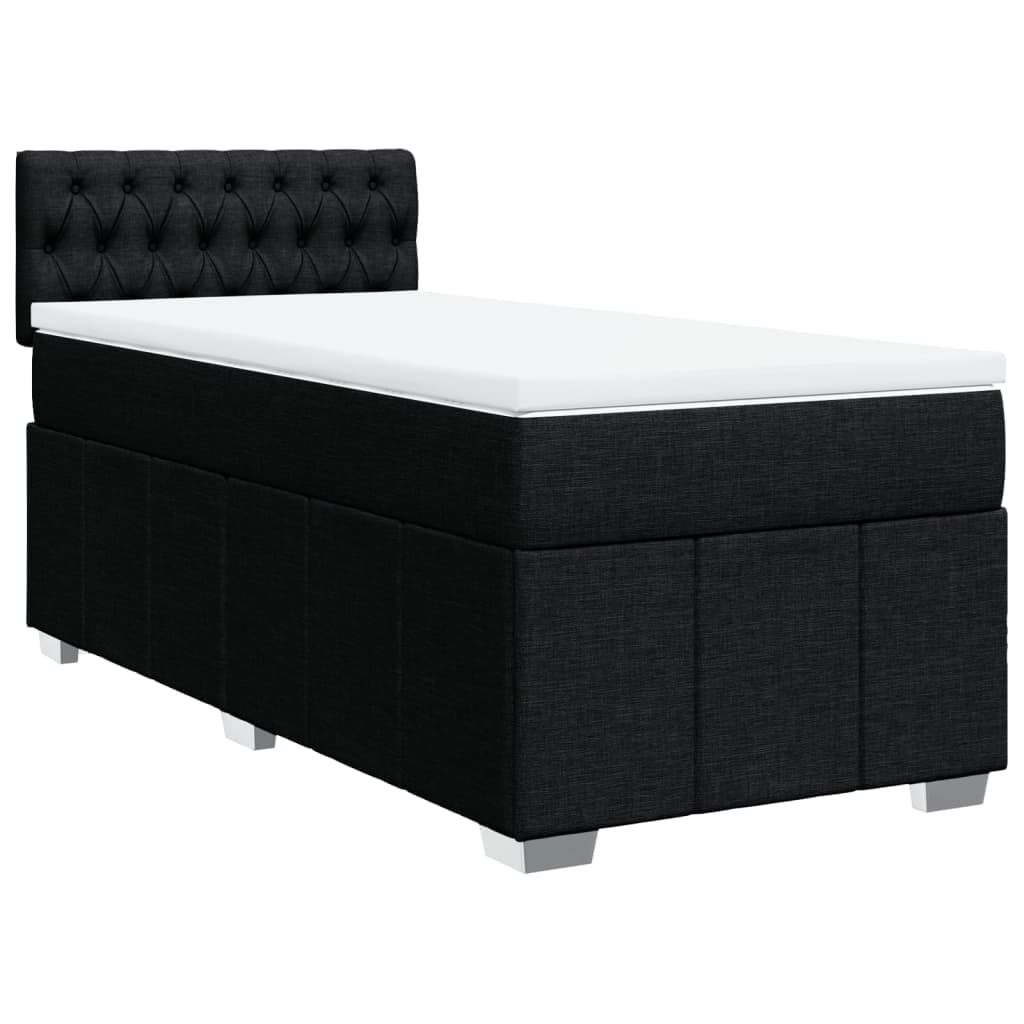 vidaXL Cama com molas/colchão 80x200 cm tecido preto