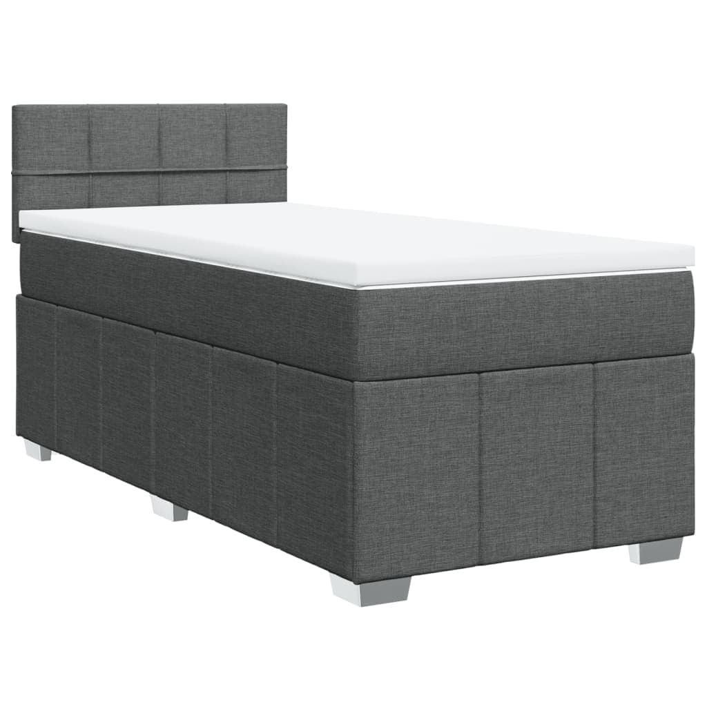 vidaXL Cama com Molas/colchão 90x190 cm Tecido Cinza-escuro - 826195608