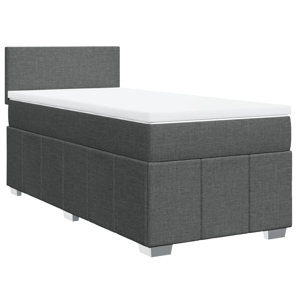 vidaXL Cama com molas/colchão 90x200 cm tecido cinzento-escuro
