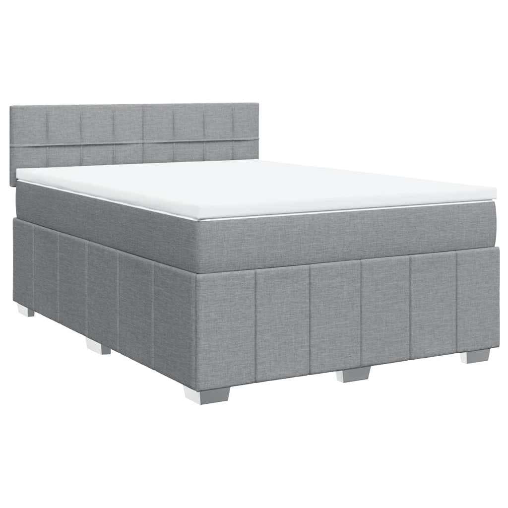 vidaXL Cama com molas/colchão 140x200 cm tecido cinzento-claro