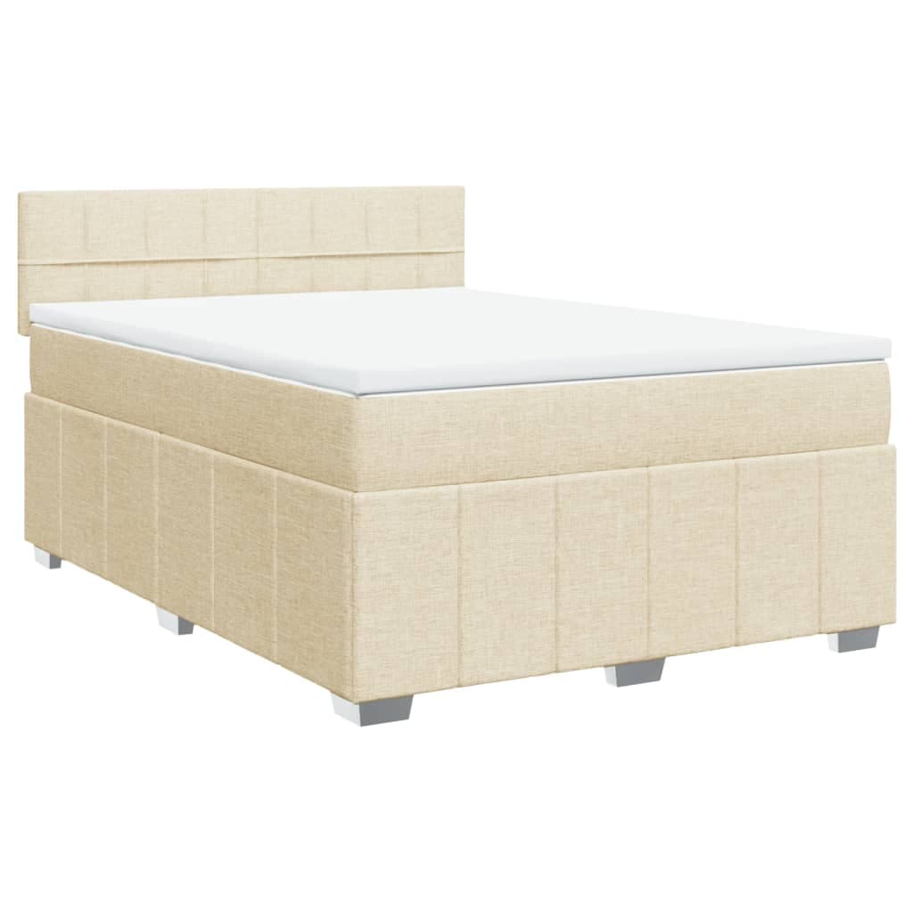 vidaXL Cama com Molas/colchão 140x200 cm Tecido Cor Creme - 2343131797