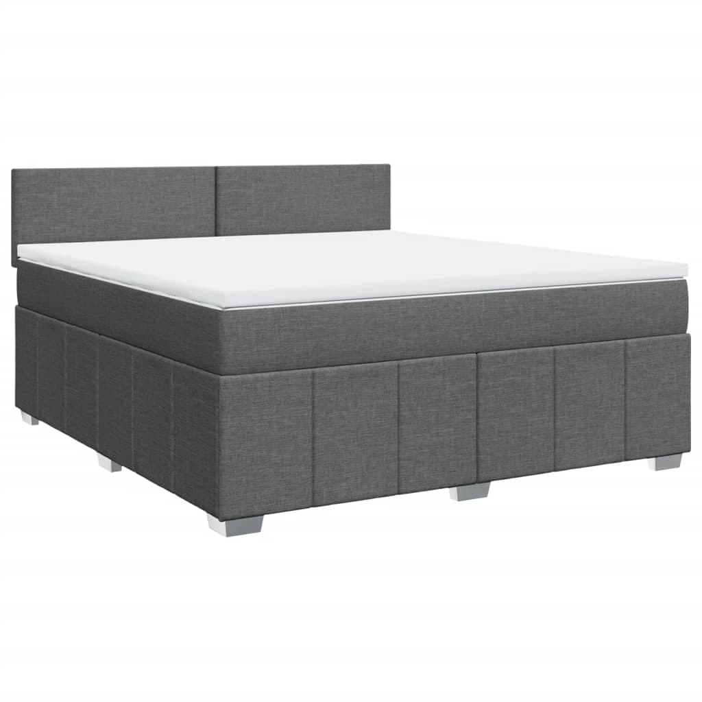 vidaXL Cama com molas/colchão 180x200 cm tecido cinzento-escuro
