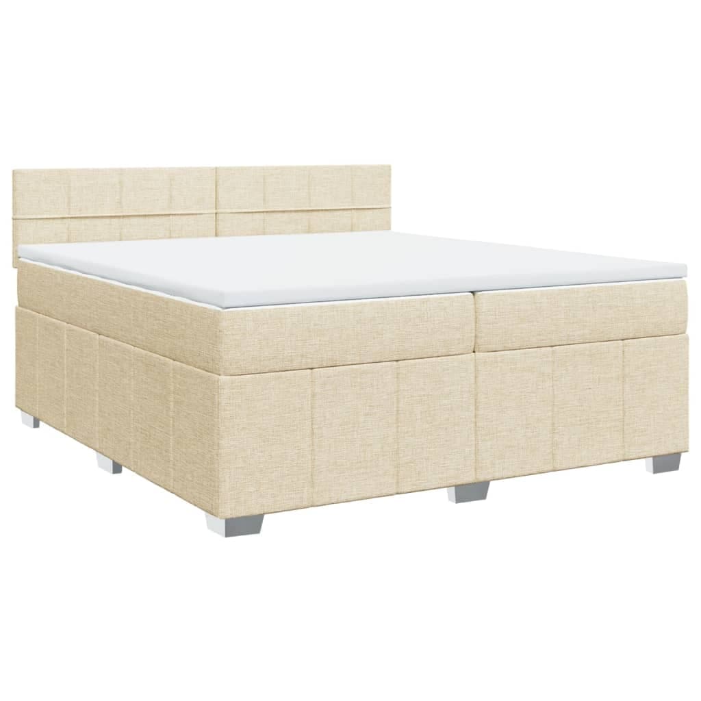 vidaXL Cama com molas/colchão 200x200 cm tecido cor creme