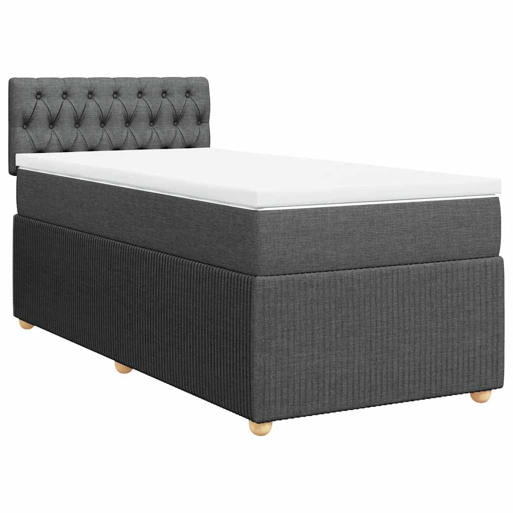 vidaXL Cama com Molas/colchão 90x190 cm Tecido Cinza-escuro - 3515446101