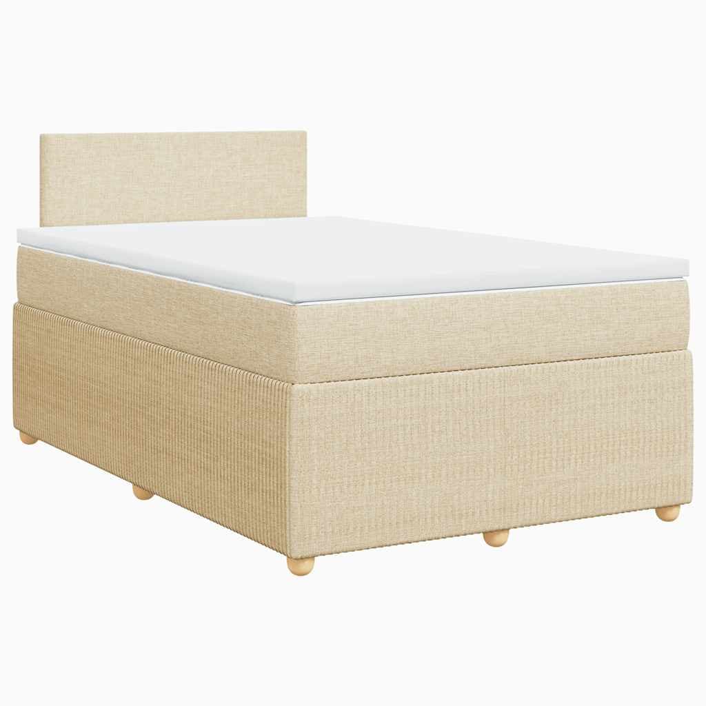 vidaXL Cama com Molas/colchão 120x200 cm Tecido Cor Creme - 4046503457