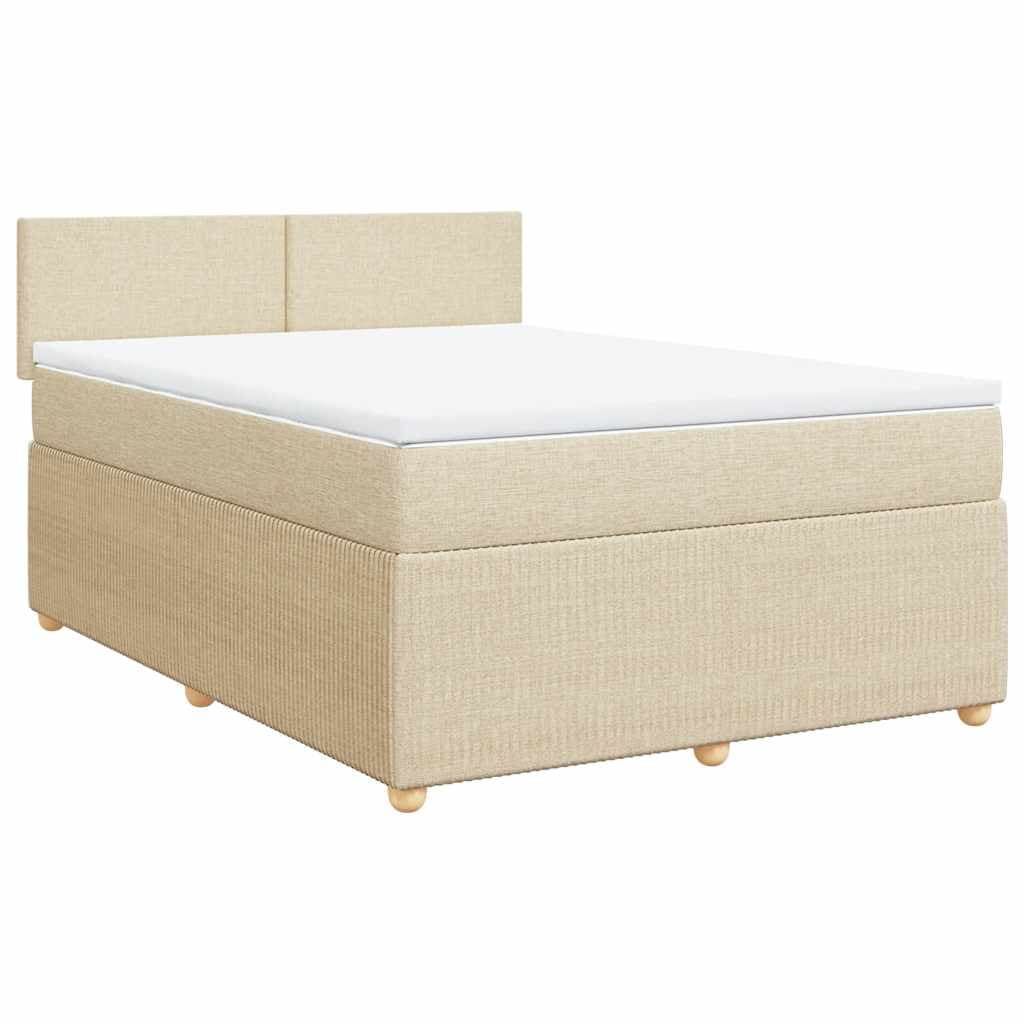 vidaXL Cama com Molas/colchão 140x190 cm Tecido Cor Creme - 2846986645