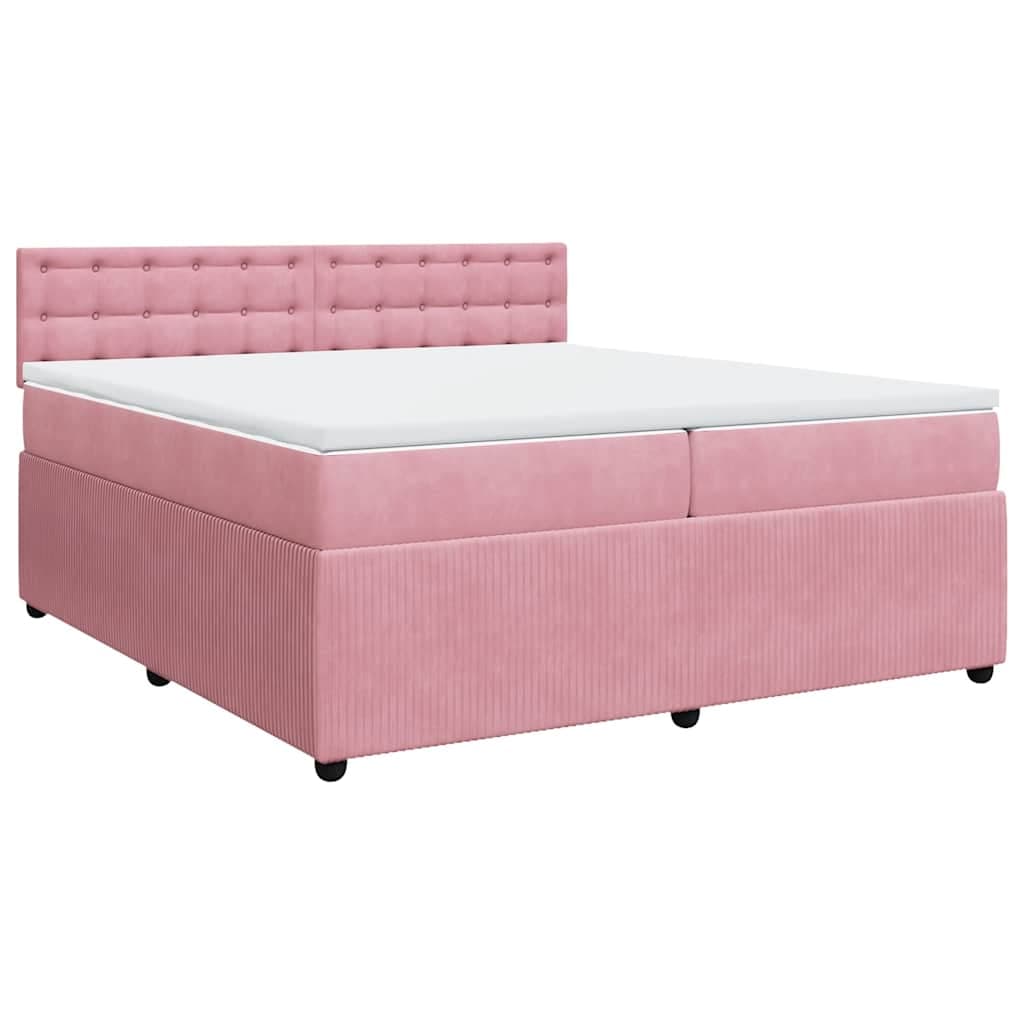 vidaXL Cama com Molas/colchão 200x200 cm Veludo Rosa - 1192445430