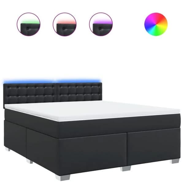 vidaXL Cama com Molas/colchão 180x200 cm Couro Artificial Preto - 692178572